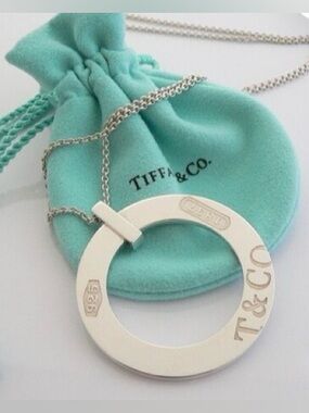 Tiffany & Co Necklace Silver Large 1837 Circle Round RARE FIND